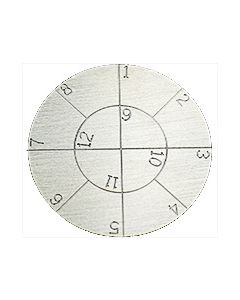 Engraved Zeiss pin stub Ø32 diameter with 12 numbered fields, short pin, aluminium 
