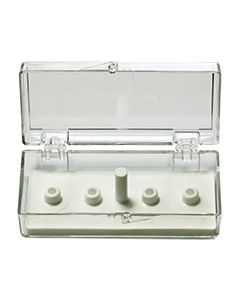 EM-Tec SB4 small size clear styrene box for 4 standard 12.7mm pin stubs