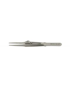 EM-Tec 2A.AM high precision locking tweezers, style 2A, flat accurate round tips, anti-magnetic stainless steel