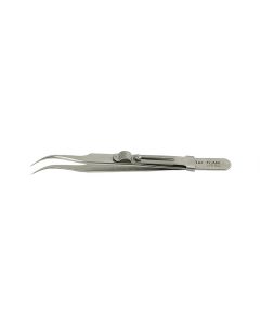EM-Tec 7.AM high precision locking tweezers, style 7, very fine curved tips, anti-magnetic stainless steel