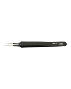 EM-Tec 5.AME ESD safe epoxy coated precision electronic tweezers, style 5, super fine straight tips, anti-magnetic stainless steel