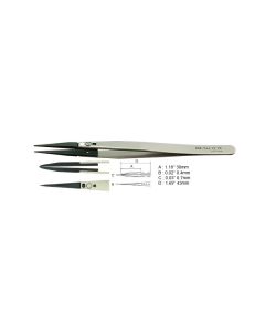 EM-Tec 72.ZE ESD safe ceramic replaceable tips tweezers, pointed strong tips