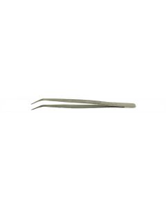 Value-Tec 660.MS industrial strong tweezers, style 660, bent serrated pointed tips, 150mm, magnetic stainless steel