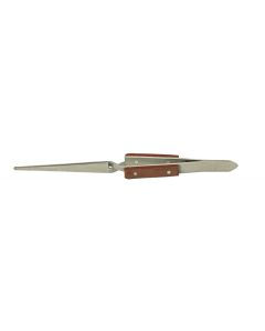 Value-Tec 63X.MS fibre grip strong reversed tweezers, style 63X, straight serrated blunt tips, 165mm, magnetic stainless steel