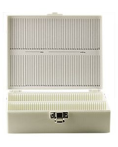 Micro-Tec M100WL tall slide storage box for 100 large 75x50mm slides, white