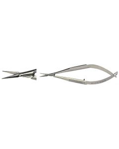 EM-Tec MS1C Vannas type micro scissors, sharp tips, curved, 80mm, 410 st.st.